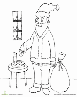 Color Santa Sneaking a Cookie