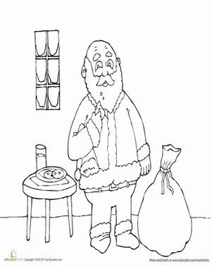 Santa Eating Cookies Coloring Page