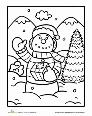 Jolly Snowman Coloring Page