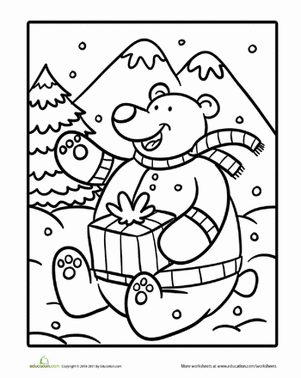 Christmas Bear Coloring Page