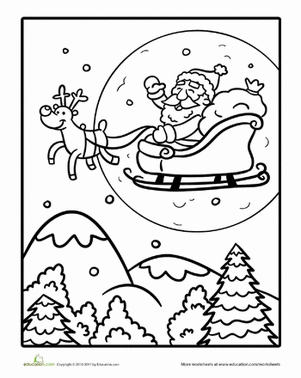 Santa Sleigh Coloring Page