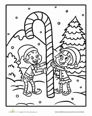 Color in the Christmas Elves