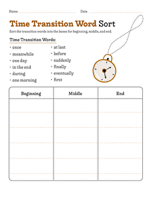 Time Transition Word Sort