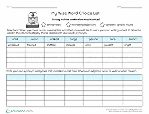 My Wise Word Choice List