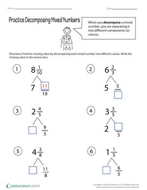 Practice Decomposing Mixed Numbers