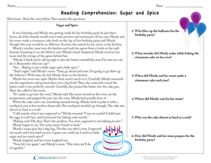 Reading Comprehension: Sugar and Spice