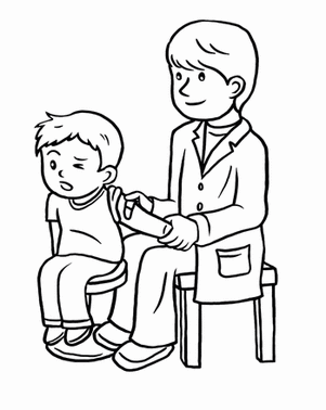Color the Kid Getting a Flu Shot