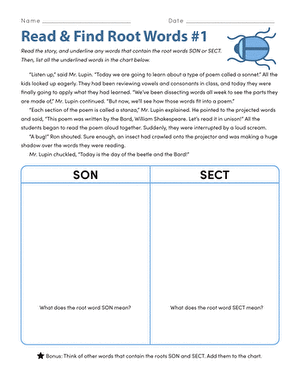 Read & Find Root Words #1
