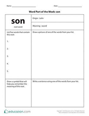 Word Part of the Week: Son