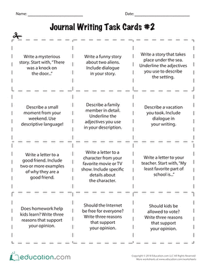 Journal Writing Task Cards #2