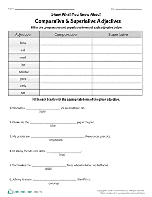 Show What You Know About Comparative & Superlative Adjectives