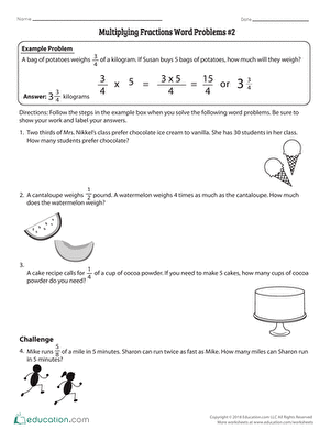 Multiplying Fractions Word Problems #2