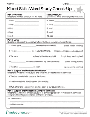 Mixed Skills Word Study Check-Up