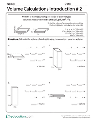 Volume Calculations Introduction #2