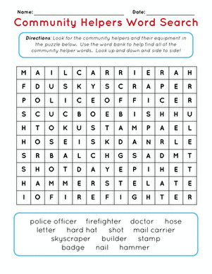 Community Helpers Word Search