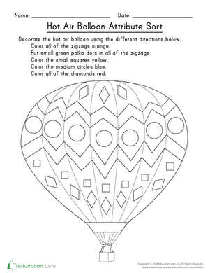 Hot Air Balloon Attribute Sort