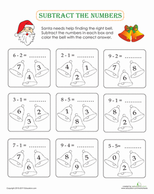 Subtract the Numbers with Santa