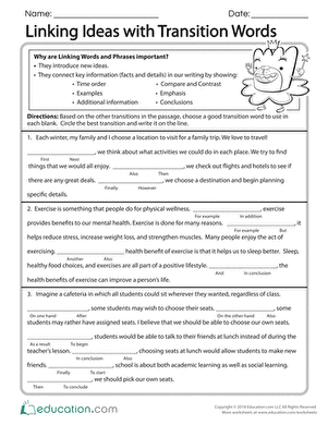 Linking Ideas with Transition Words