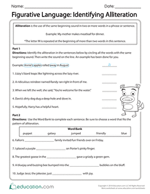 Figurative Language: Identifying Alliteration