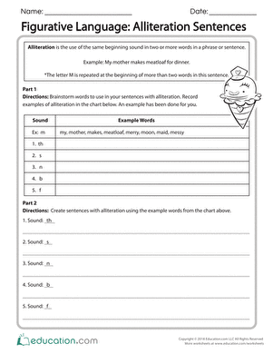 Figurative Language: Alliteration Sentences