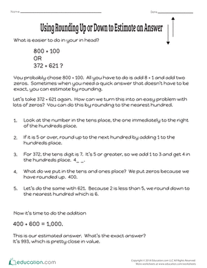 Using Rounding Up or Down to Estimate an Answer
