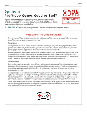 Opinion: Are Video Games Good or Bad?