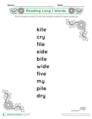 Reading Long I Words
