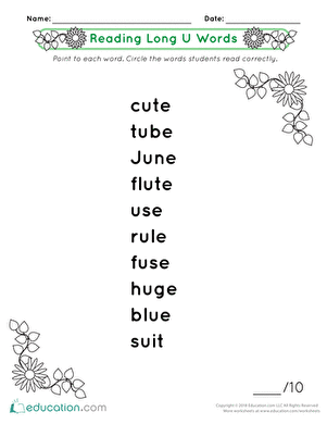 Reading Long U Words
