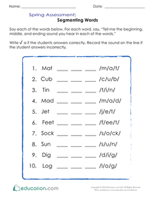 Spring Assessment: Segmenting Words