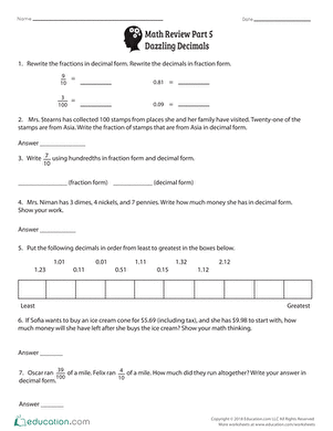 Math Review Part 5: Dazzling Decimals
