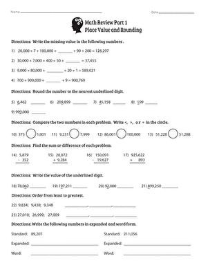 Math Review Part 1: Place Value and Rounding