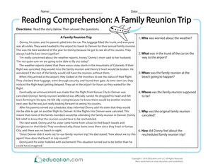 Reading Comprehension: A Family Reunion Trip