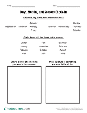 Days, Months, and Seasons Check-In