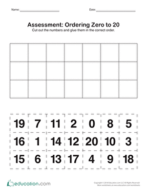 Assessment: Ordering Zero to 20