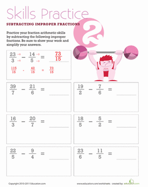 Subtracting Improper Fractions #2