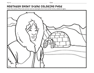 Northern Snowy Scene Coloring Page