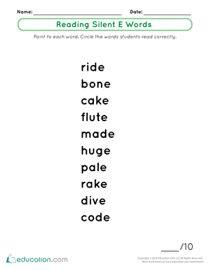 Reading Silent E Words