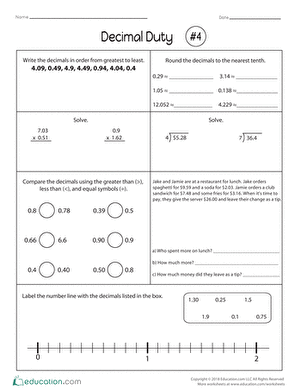 Download 5th Grade Decimals Worksheets Free Printables Education Com