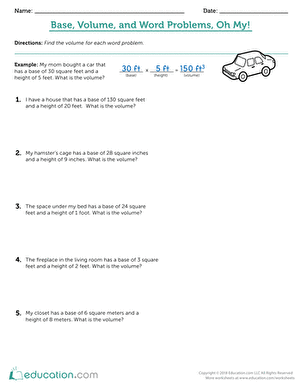 Base, Volume, and Word Problems, Oh My!