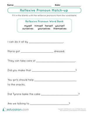 Reflexive Pronoun Match-up