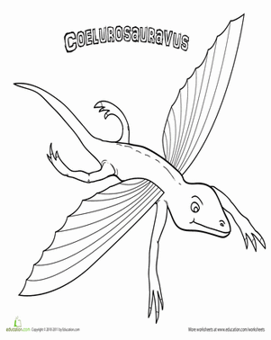 Color the Gliding Coelurosauravus!