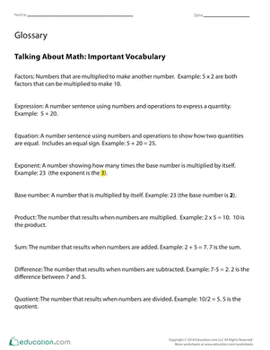 Talking About Math: Important Vocabulary
