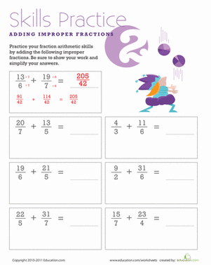 Adding Improper Fractions #2
