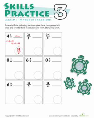 Practice Mixed & Improper Fractions 3