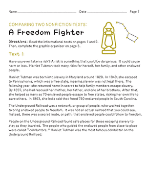 Comparing Two Nonfiction Texts: A Freedom Fighter