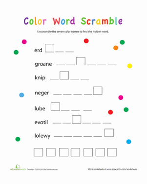 Word Scramble: Colors!