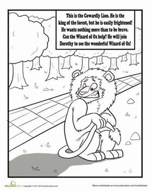 The Cowardly Lion Coloring Page