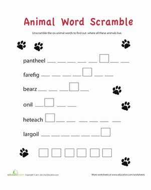 Word Scramble: Animals