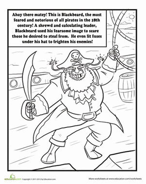 Blackbeard the Pirate Coloring Page