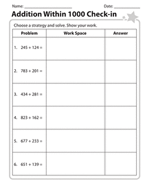 Addition Within 1000 Check-in